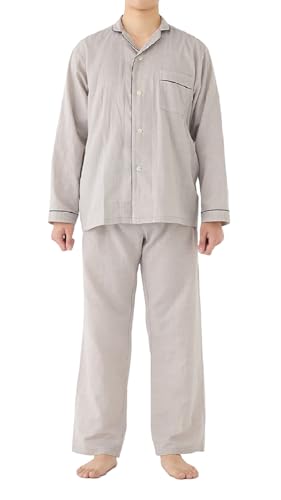 [グンゼ] パジャマ theGUNZE 長袖 長パンツ 綿100% ダブルガーゼ オーガニックコットン 寝巻き 部屋着 メンズ TH8523 上下セット日本製 L ライトグレー