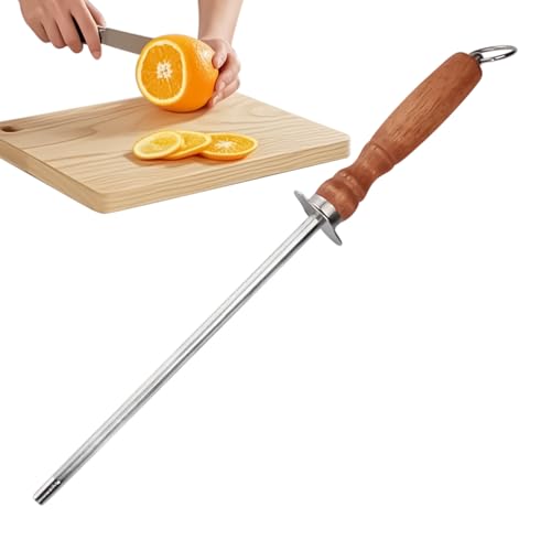 Wetzstahl - 30 Cm Professionelle Messerpflege, Messerschärfstab Aus Edelstahl Mit Holzgriff, Leichter Schärfstab Für Die Messerpflege | Ideal Für Küche, Werkstatt, Camping Und Outdoor-Abenteuer