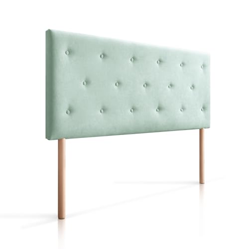 SUENOSZZZ-ESPECIALISTAS DEL DESCANSO Cabecero de Cama Helsinki con Patas nórdicas y tapizado en Tela para Camas de 150 (160 x 100 cm) Tela Verde Agua