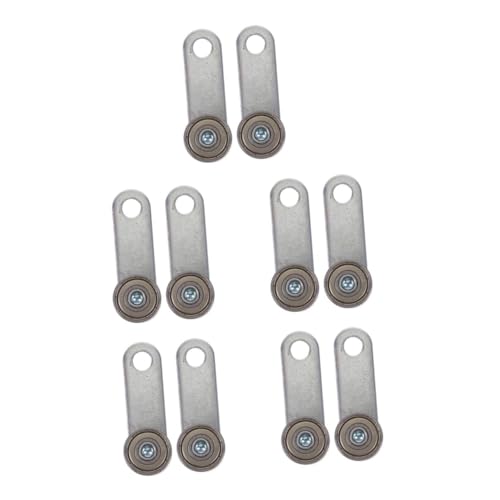 Uonlytech 5 Juegos Polea Para Puerta Corredera Con Carril Colgante Rodillos De Puerta De Bolsillo Ruedas De Puerta Rodante Vía De Carro Con Canal De Puntal Silver Acero 2 Piezas * 5