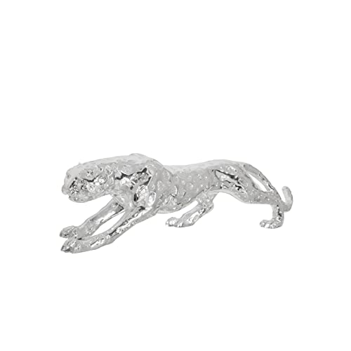 Estatua Decorativa de Leopardo Plateado de 22 Pulgadas miniatura 2