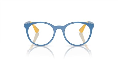 Ray-Ban RY1628 Unisex Kids Round Prescription Eyewear Frames, Light Blue On Rubber Yellow/Demo Lens, 46 mm