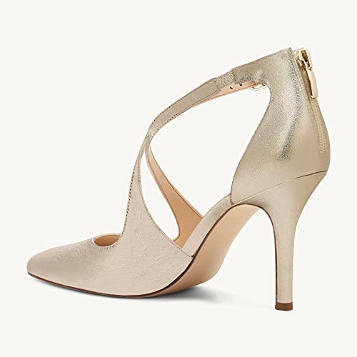 Image of Womens Pumps High Heels Pointed Toe Crossed Strap D'Orsay Zip up Stilettos Party Dress Shoes