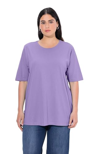 Ulla Popken Damen große Größen Übergrößen Plus Size T-Shirt, Rundhalsausschnitt, Relaxed, Halbarm Blauer Flieder 58+ 486910810-58+