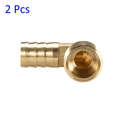 M METERXITY 2 Pack Brass Hose Barb Fittings - 90 Degree Elbow Brass 14mm Barbed Reducer Apply to Water Fuel (1/2 PT Male Pipe) - Image 4