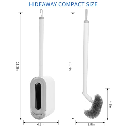 Image of Wall Mounted Toilet Brush Set with Holder, Ergonomic Design, Compact Size, White