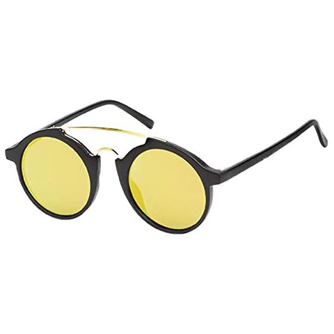 Chic-Net Sunglasses Round Glasses 400 UV metal double bridge arch bar Zwickerform yellow Cover