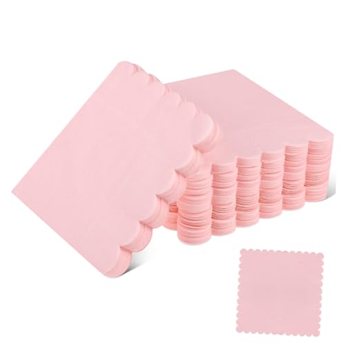 PartyKindom 150個使い捨て紙ナプキン ピンク スカラップエッジデザイン パーティー 誕生日 ?婚式 ディナー ランチ お弁当用 多用途 ソフトタッチ
