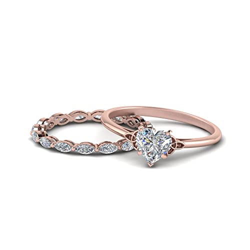 Bague celte avec alliance marquise de mariage en or rose