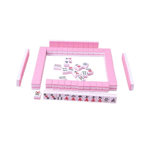 Mini Mah Jong portátil rosa de 144 fichas para ahorrar espacio en casa 3