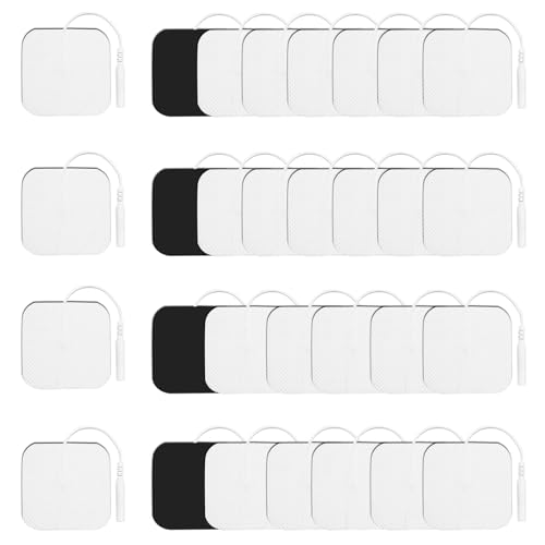 UBERMing 30 Piezas Electrodos Recambio 5 x 5 cm, Almohadillas de Electrodos Fisioterapia Parches Electroestimulador, Reutilizables Electrodos Autoadhesivos Compatible con Dispositivos TENS EMS