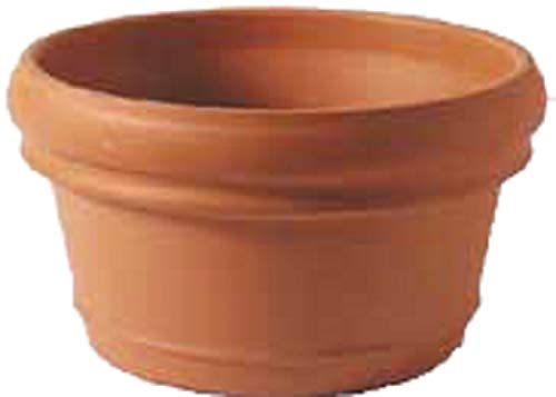 VASO CIOTOLA IN TERRACOTTA PER PIANTE E FIORI, DIAMETRO CM. 46, ALTEZZA CM. 25. GIARDINAGGIO CASA TERRAZZO FIORIERA IN COTTO NATURALE BONSAI