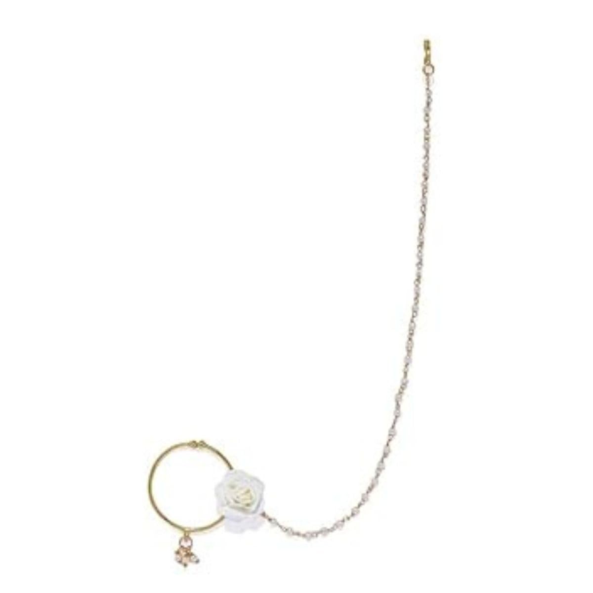 ACCESSHER Gold Plated White Rose Nose Ring with Pearls and Chain for women and girls pack of 1 (B07Q6RR9FM) Amazon Price History, Amazon Price Tracker