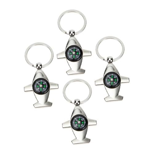 Set de 4 mini brújulas llavero modelo avión para camping