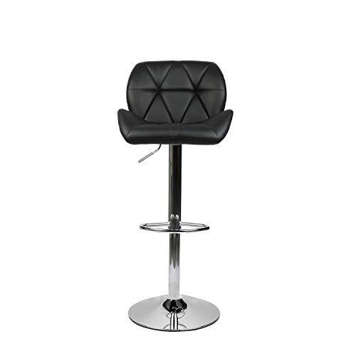 Puluomis Set Of 2 Shell Shaped Bar Stools Modern Gas-Lift Adjustable Swivel Leather Chair With Back, Chrome Base Counter Barstools, Black #TOP5