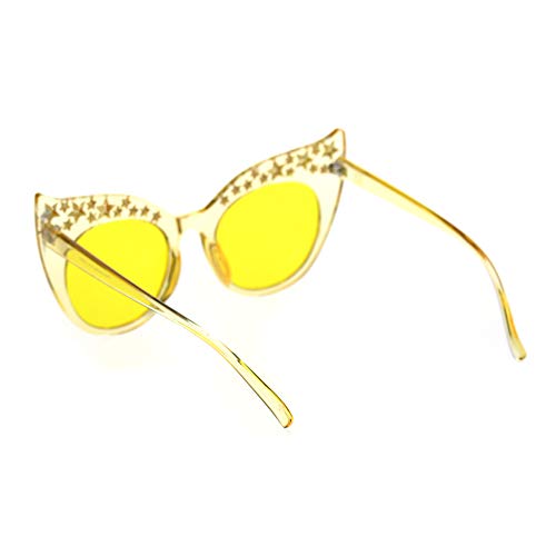Star Engraving Sparkle Bat Shape Cat Eye Retro Sunglasses4