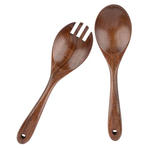 Holibanna Cuchara De Ensalada De Madera De Servir Tenedor y Cuchara para y Servir Ensaladas Utensilios De Madera para Fiestas y Cocina