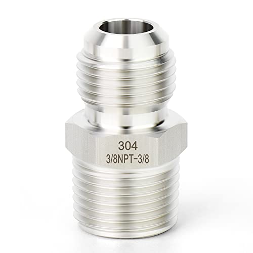 Image of TAISHER 5PCS Forging of 304 Stainless Steel Tube Flare Fittings, 3 /8 inch Male Flare x 3 /8 inch NPT Male, Half Union