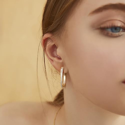 Hoop Earrings 14K Hoop Gold Earrings for Women Thick Large Diamond Hoops Earring Elegant X-shaped Gold Huggie Earring 30mm3