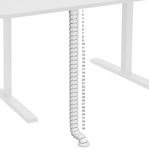 Image of Cable Management Kit, Adjustable Quad Entry Flexible Spine Wire Organiser, Desk Cord Snake System for Home Office, Computer, TV and Workstation (34 Cord Snake - White)