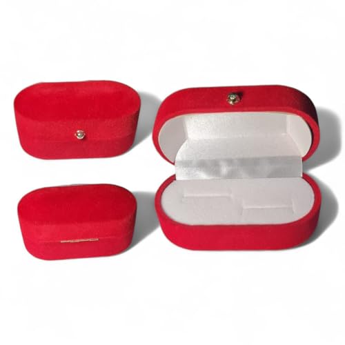 Caixa Alianças Veludo Vermelho Caixinha Estojo Porta Joias (Vermelho)