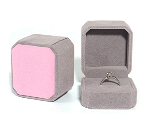 Bayli Funda Ring Ring Box alianzas de Caja Joyas Caja de Regalo Anillo Funda Funda Color Gris/Rosa