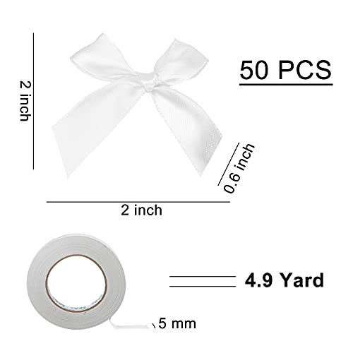 Wishlotus 50 Pieces Satin Ribbon Bows With Adhesive Tape thumb #1