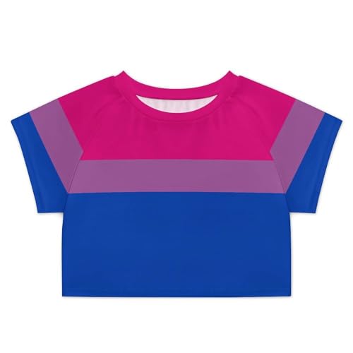 Bisexual Pride Flag Girls Crop Tops Short Sleeve T-Shirts for Teenagers Crew Neck Basic Tee3