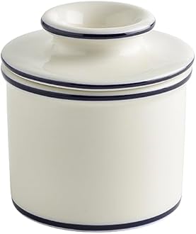The Original Butter Bell Crock by L. Tremain, Specialty Crocks, Le Bistro - White with Blue Banding