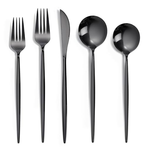 NOCCUR 40-Piece Stainless Steel Black Silverware Set for 8 - Black Utensils Set Include Knives Spoons and Forks for Home&Party