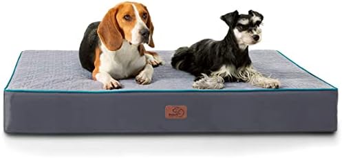 Bedsure Orthopedic Dog Bed for Extra Large Dogs - XL Memory Foam Dog Beds, 2-Layer Thick Pet Bed with Removable Washable Cover and Waterproof Lining (44x32x4 Inches), Grey