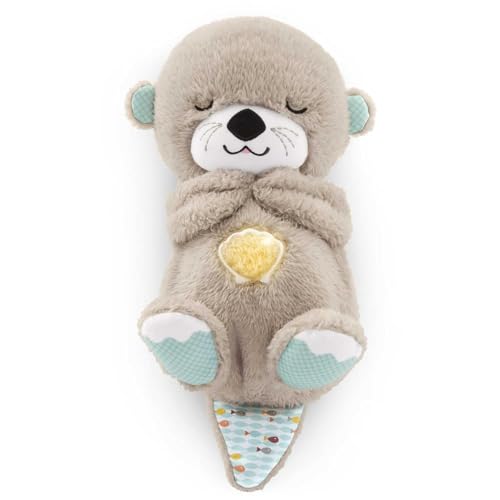 Image of Fisher-Price Sound Machine Soothe 'N Snuggle Otter Portable Plush Baby Toy with Sensory Details Music Lights & Rhythmic Breathing Motion