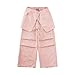 Girls Fashion Causal Street Cargo Pants with Skirt Elastic High Waist Wide Leg Baggy Active 𝐘2K Work (Pink, 7-8 Years)