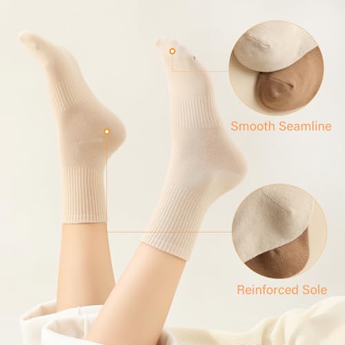 Image of Women Cute Crew Socks Neutral Cotton Socks Casual Aesthetic Slouch Boot Socks for Women Granola Girls Clothes
