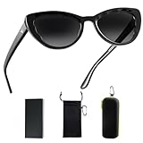 THUNY Black Cat Eye Sunglasses with UV400 Protection for Women,Trendy Polarized Acetate Cateye Sunglasses Petals-Pattern Frame for Ladies,Fashion Gradient Retro Sun Glasses for Travel Driving Outdoor