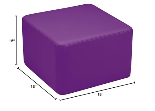 Image of Sprogs 12 inch H Structured Cube Stool -Flexible Modular Collaborative Soft Seating for Office, Home, Lounge and School Classrooms with Durable Frame & Set of 6 inch Legs Add-on -Purple
