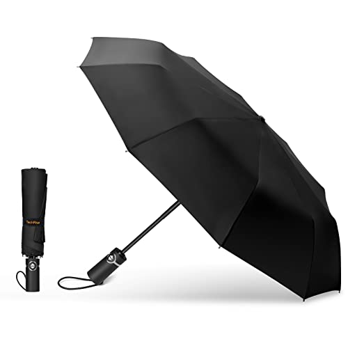 TechRise Paraguas, clásico a prueba de viento plegable automático compacto paraguas de viaje con un botón automático abierto y cierre