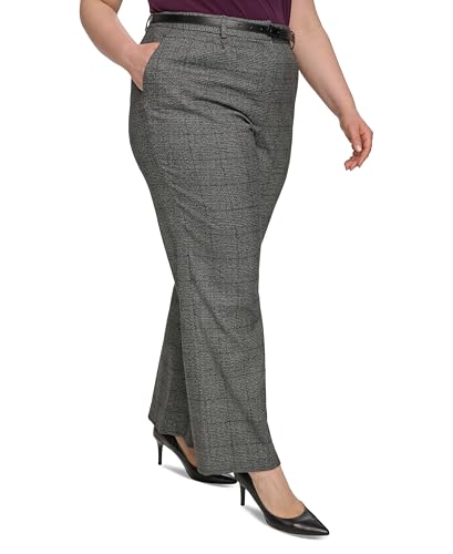Calvin Klein Womens Plus Plaid Trouser Pants Black-Ivory 18W3