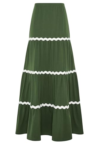 Image of Long Tall Sally - LTS Tall Green Contrast Swirl Cotton Maxi Skirt - Women's