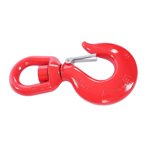 15 Ton Swivel Lifting Hook Heavy Duty, Red Swivel Hook Rigging Swivel Hook Eye Hoist Hook with Latch Crane Hook (15T) - Thumbnail 7