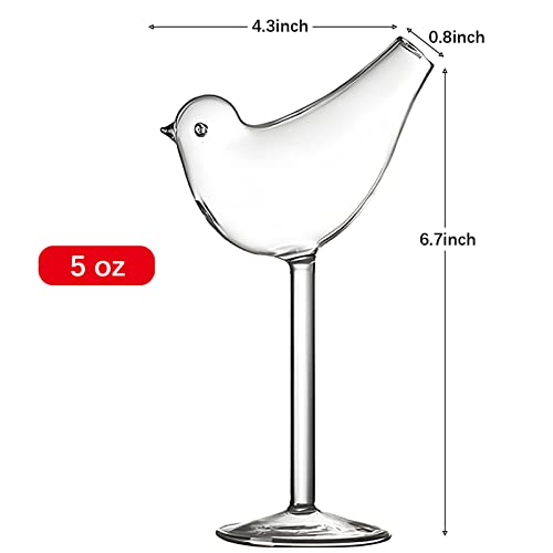 Useekril Cocktail Glass Set Of 2 Bird Glasses Drinking Bird Shaped Wine Glass 5Oz Unique Bird Shape Martini Goblet Glassware Champagne Coupe Glass For Ktv Home Bar Club #TOP1
