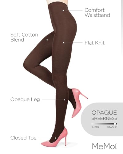 Image of MeMoi Brooklyn Flat Knit Cotton Tights for Women, Cozy and Stretchy Soft Sweater Tights - Sizes XS to 5x-6x