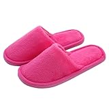 CATIEBYE Rutschfeste Hausschuhe für Damen und Herren Flauschige Baumwoll Pantoffeln für Winter und Atmungsaktiv für Innenbereich Rosy Passend