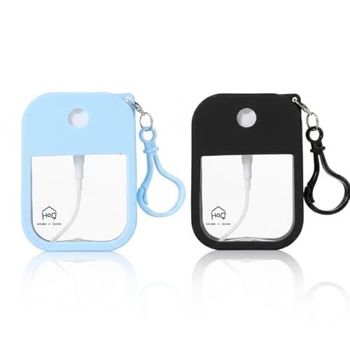 Image of House of Quirk 38ml Portable Card Spray Bottle - Refillable Perfume & Sanitizer Mist Sprayer with Hook (Set of 2, Multicolor)