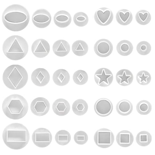 Rebanky 35 peças cortador Fondant moldes cortador de êmbolo para Fondant cortadores de bolachas para modelar para coração, círculo, estrela, diamante, formas geométricas cortadores Fondant
