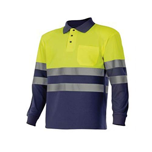 VELILLA - Polo Manga Larga Alta Visibilidad 305507 Hombre Marino-Amarillo 3XL