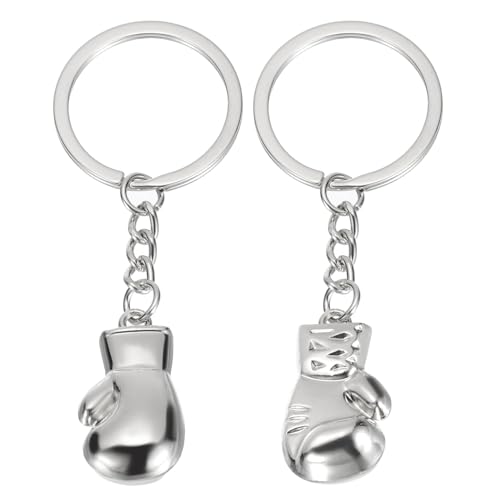 PATIKIL Llavero de Guantes de Boxeo Paquete de 2 Mini Llaveros Deportivos de Boxeo Lindos Colgante de Boxeo para Llaves Decoración Bolsas Mochilas para Regalos de Fiesta Plata