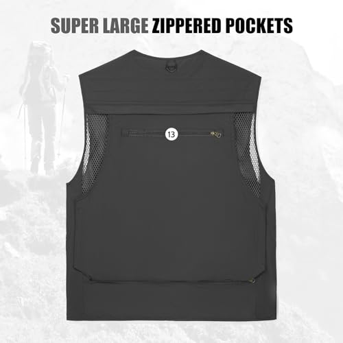 Image of AOTORR Mens Outdoor Work Safari Cargo Photo Travel Fishing Vests for Men with Multi-pockets