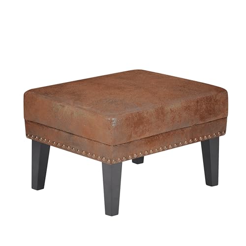 Christopher Knight Home Elber Mid-Century Modern Upholstered Ottoman Coffee Table, Small Living Room Sofa Footrest, Wooden Rectangular Ottoman Footstool, Brown by Christopher Knight Home - Image 3