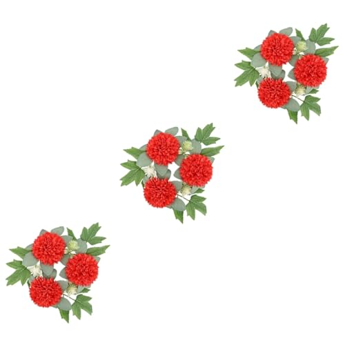 TOPPERFUN 3 Piezas Coroa de Flores Artificiales para Velas Decoración de Mesa para Bodas Fiestas y Cumpleaños Accesorio de Decoración para Hogar